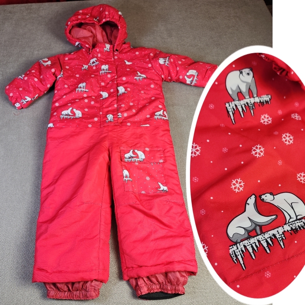 Iceburg Polar Bear Snowflake Pink‎ Hooded Snowsuit Size 18M 18 Months